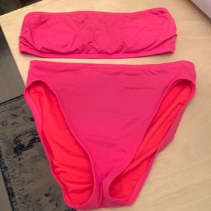 Hot pink Michael Kors high waisted bathing suit